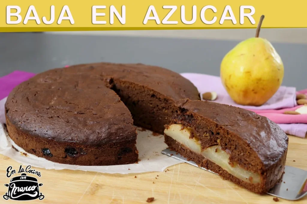 Tarta de pera y chocolate con poco azúcar